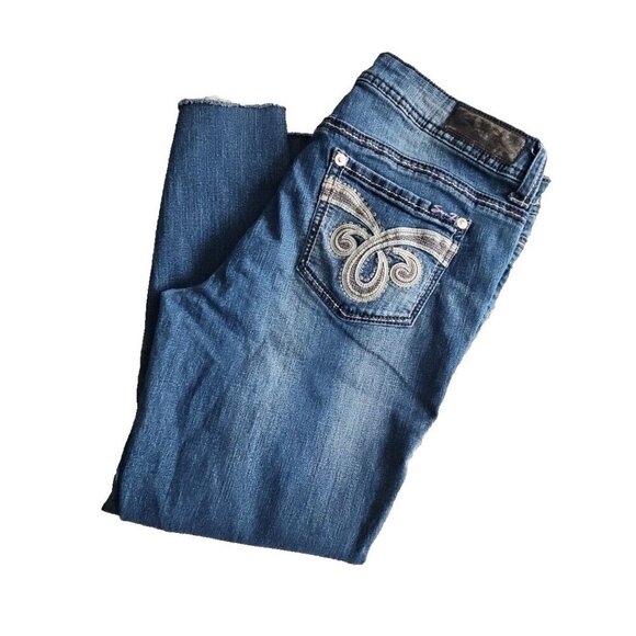 Seven7 Jeans Women's Size 14 (32x26) Blue Slim Boot Embroidered Pockets - Picture 4 of 16